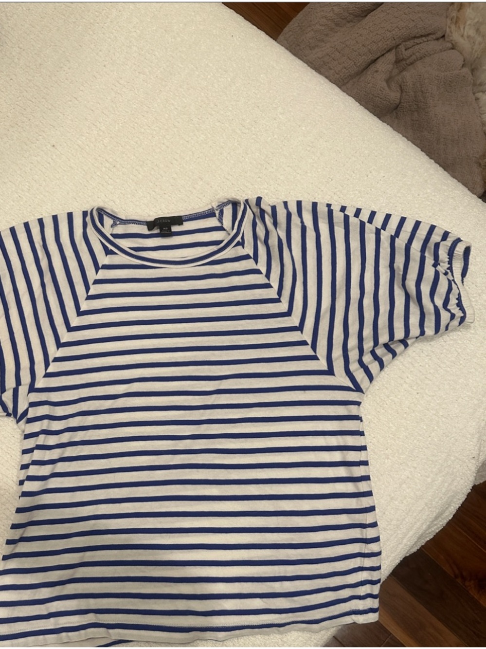 J. Crew Blue and White Striped Short Sleeve Tee